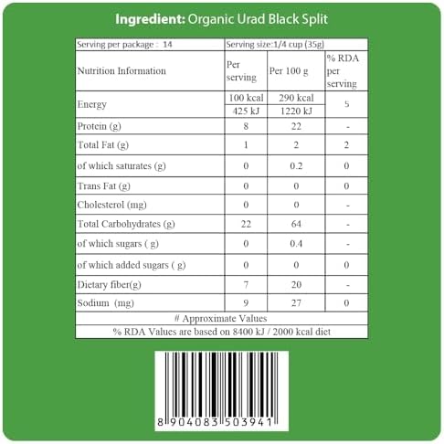 24 Mantra Organic Urad Dal Black Split - 4 lb