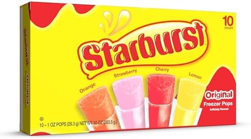 Starburst Fruit Flavored Popsicles Variety Pack, Freeze Pops with 4 Assorted Fun Flavors of Orange, Strawberry, Cherry and Lemon 1 Ounces, 120 Count Bulk Box