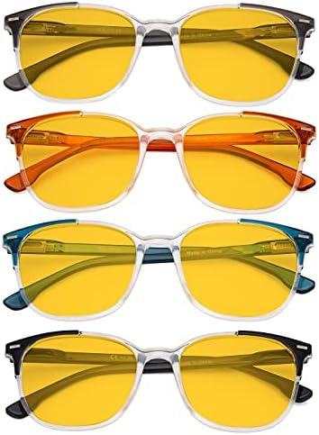 Eyekepper 4 Pack Blue Light Blocking Glasses for Women Blue Light Filter Eyeglasses Amber Tinted