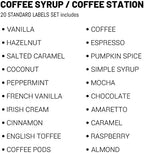 Coffee Syrup Labels Set for Coffee Bar Organization Custom Labels for Coffee Station Water-Resistant Modern Minimalist Design (20 Pieces)