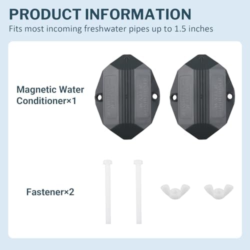 Magnetic Water Softener & Conditioner – Salt-Free Water Descaler for Hard Water Treatment | Easy Install, Eco-Friendly Water Softener System for Home & Apartment Plumbing