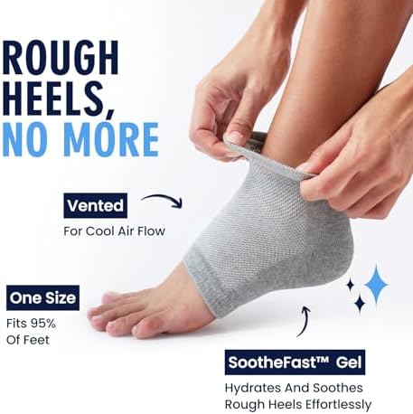 Dr. Frederick's Original Moisturizing Heel Socks for Dry Cracked Heels Treatment - Infused with Olive Oil, Jojoba Oil and Vitamin E - 2 Pairs - Self Care Gifts for Women & Men - Original Formula