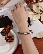Vintage Lotus 925 Sterling Silver Plated Cuff Bracelet Bangle, Adjustable Silver Bangle Silver Jewelry for Women