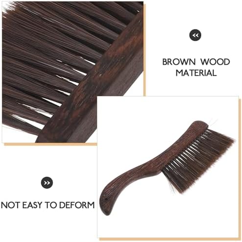 Cabilock Hand Broom Dusting Brush Set with Wood Handles, Thick Bristle Bed Cleaning Brush, Soft Whisk Broom for Sofa, Car, and Household Dusting, 2pcs (Curved + Straight Handle)