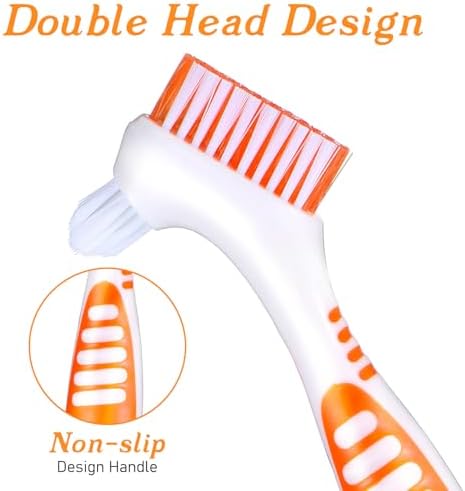 6 Pcs Denture Brush Denture Toothbrushes，Denture Cleaning Care Cleaning Brush with Double Sided Design, Dentures Care Essentials Multi-Layered Bristles and Rubber Anti-Slip Handle