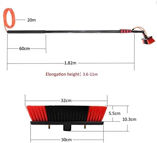Water Fed Pole Kit, 3.6-11M Solar Photovoltaic Panel Cleaner Tools, for Window Cleaning, Photovoltaic Panel Cleaning, Trucks Cleaning System & Washing Tool,18FT/5.4M