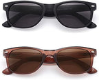2 Pack Reader Sunglasses for Men Women Classic Rectangle Reading Glasses Outdoor Full Lenses Magnifying Eyewear UV Protection Matte Black/Bright Brown +2.5