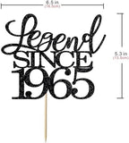 Legend Since 1965 Cake Topper 61th Birthday Happy Birthday Cake Topper Men and Women Cheer 61 Years Old Handmade Black Glitter Cake Decoration (1965)