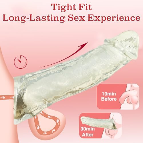 New Big Soft Real Male Super Silicone Sleeve Extension Sheath Extender for Men Male Enhancement Extension Sleeve (Transparent, 8.7")