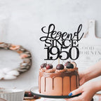 Legend Since 1950 Cake Topper 76th Birthday Happy Birthday Cake Topper Men and Women Cheer 76 Years Old Handmade Black Glitter Cake Decoration (1950)