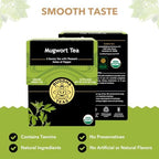 Organic Mugwort Tea, 18 Bleach-Free Tea Bags – Organic Tea Improves Digestion, and Acts as an Emotional Relaxant, No GMOs