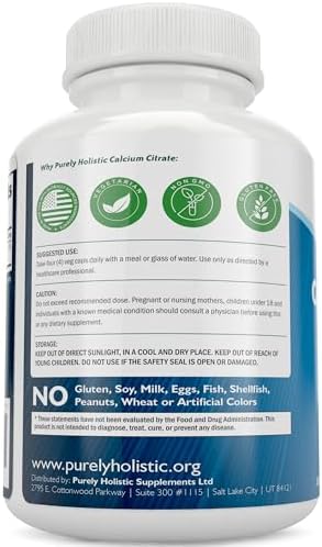 Calcium Citrate 1000mg | Healthy Bone & Teeth Support | High Absorption Cal Citrate | Gentle on Digestion | Vegan & Non-GMO | 3 Month Supply | Calcium Supplements for Women & Men | 365 Capsules