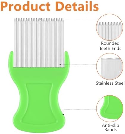 12 Pcs Lice Comb, Flea Comb Double Sided Plastic and Metal Nit Combs for Lice Fine Teeth for Dandruff Removal Lice Combs for Kids Adults Pets