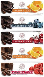 Sweet Candy Company Dark Chocolate Fruit Flavored Sticks - Gourmet Chocolate Covered Sticks, Orange, Blueberry, Cherry, Raspberry, Gift Idea for Holidays, Gluten Free, Kosher - 10.5 oz Box (Pack of 5)