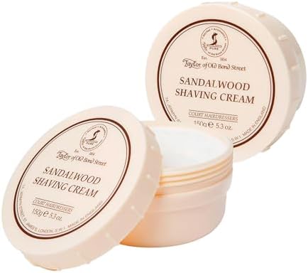 Taylor of Old Bond Street Sandalwood Fragrance Shaving Cream Bowl 150g (2-Pack) – Rich Lather for Traditional Shaving