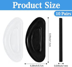 Eyeglass Nose Pads, Anti-Slip Silicone Nose Pad for Glasses, Non Slip Soft Adhesive Sunglass Replacement Sticky Nosepads Cushion for Plastic Frames Eyeglasses Glasses Sunglass 1 mm (5-Black & 5-Clear)