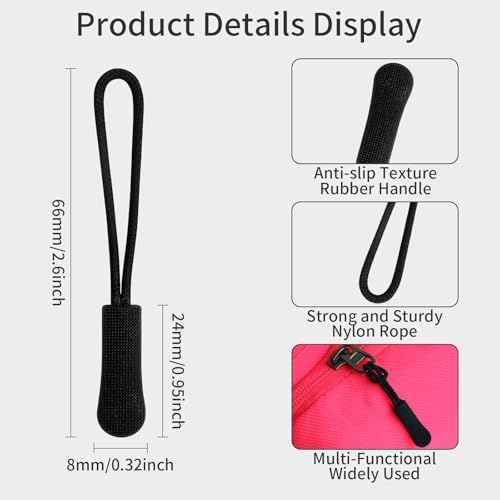30 pcs Zipper Pull Replacement,Zipper Pulls, Replacement for Jackets,Golf Bag,Purses,Backpacks,Tents,Boots,Pants,Luggage(Black, Universal Extender)