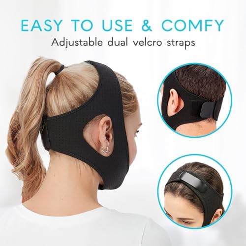 Chin Strap for Sleeping – Adamson Adjustable Anti Snoring Chin Strap for Sleepers, Secure Mouth Closure Support, Breathable & Comfortable Jaw Strap for Night Sleep