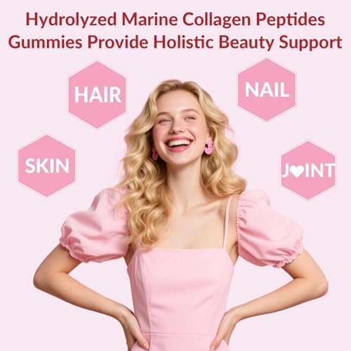 Marine Collagen Gummies for Women- Hydrolyzed Collagen Peptides 1000mg with Biotin,Vitamin C, E, Hyaluronic Acid- Collagen Supplement for Healthy Skin Hair Nails- Sugar Free, 90 Counts