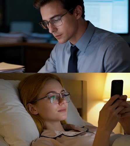 YIMI Mens Blue Light Glasses Men Computer Gaming BlueLight Blocking Glasses Metal Anti Eyestrain Clear Lens Eye Protection