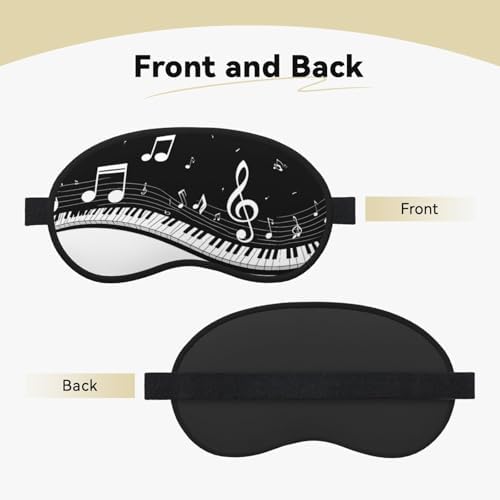 Piano Keys with Musical Notes Print Blackout Sleep Mask, Elastic Eye Cover for Rest and Travel