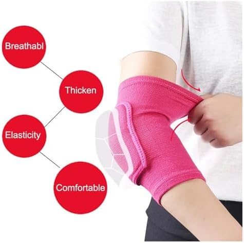 Elastic Elbow Pads Thickened Sponge Elbow Knee Protectors Guard Basketball Volleyball Sport Arm Sleeve Pad(2pcs Rose red,M)