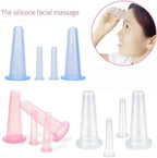 4 Pieces Blue Silicone Facial Cupping Therapy Set,Anti Cellulite Vacuum Cupping Cups for Face and Eye Cupping Massage，Massage Tools,Health Care Products(2 Small + 2 Large)