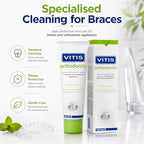 Vitis Toothpaste, 100ml - Orthodontic with Nano Repair, Apple Flavor - Gingivitis Prevention, Tartar Control, Tooth Decay Prevention, Remineralization, Enamel Protection