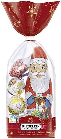 Riegelein German Milk Chocolate Christmas Santa & Ornaments 3.5 Oz Gift Bag
