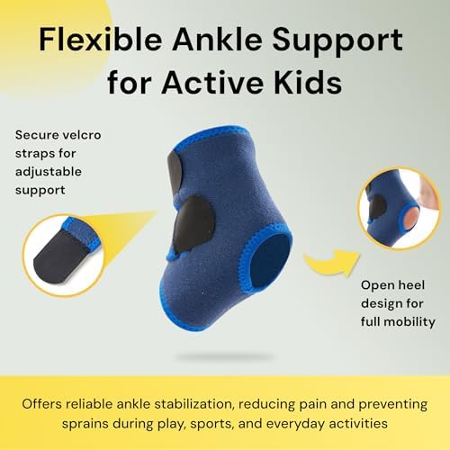 BraceUP Kids Ankle Brace – Youth Sports Support for Boys & Girls, Adjustable Foot Stabilizer for Sprains, Injuries & Active Play for Daily Wear (S 4'1"-4'11" ft)