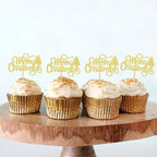 24 Pack Merry Christmas Cupcake Toppers Red Xmas Holiday Cupcake Picks for Christmas Party Cake Decorations Gold