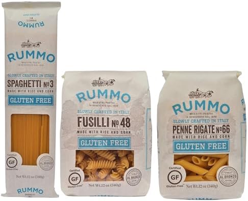 Rummo Gluten Free Pasta Variety Pack - Spaghetti Noodles, Fusilli, Penne Rigate, Made with Rice & Corn, Pasta from Italy - 16 Ounce (Pack of 3)