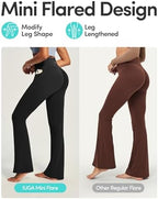 IUGA Mini Flare Leggings for Women Tummy Control Hidden Scrunch Butt Flared Yoga Pants with Pockets No Front Seam Workout