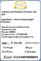 Jaiccha Ghasitaram Rakhi Gifts for Brothers Rakhi Dryfruits - Cashews 100 GMS and Pistachios 100 GMS Pouches with 2 Rudraksh Rakhis
