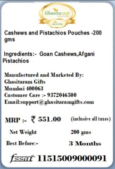 Jaiccha Ghasitaram Rakhi Gifts for Brothers Rakhi Dryfruits - Cashews 100 GMS and Pistachios 100 GMS Pouches with 2 Rudraksh Rakhis