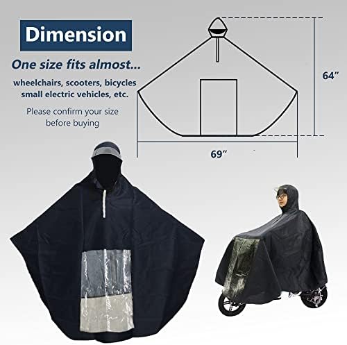 SunMelt Elderly Mobility Scooter Poncho, Wheelchair Rain Cape Cover Bicycle Protective Coat for Snow Dust Sleet Resistance, 64 In x 69 In