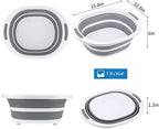 Collapsible Dishpan 7.5L Plastic Sink Dish Basin Cutting Board Foldable Food Tub for BBQ Picnic Camping Portable Washing Dishes Basket Space Saving Gray
