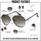 proSPORT Reading Sunglass Tinted FULL LENS Sun Reader Glasses Aviator Large Men Women NOT BIFOCAL