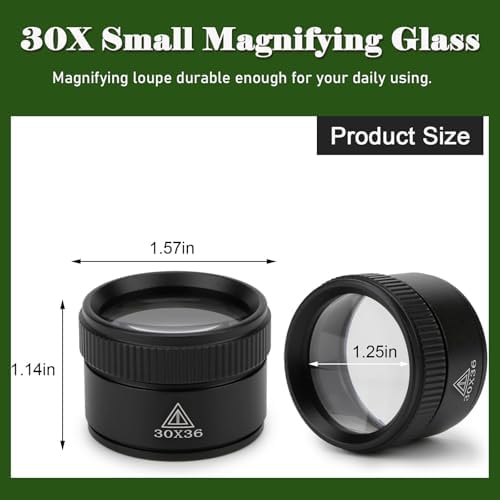30X Portable Handheld Magnifier Optics Lens Loupes Magnifiers Dome Magnifying Glass for Jewelry Scope Stamps Seniors Reading Newspapers Crafts Watch Repair (30X 36MM)