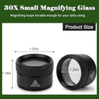 30X Portable Handheld Magnifier Optics Lens Loupes Magnifiers Dome Magnifying Glass for Jewelry Scope Stamps Seniors Reading Newspapers Crafts Watch Repair (30X 36MM)