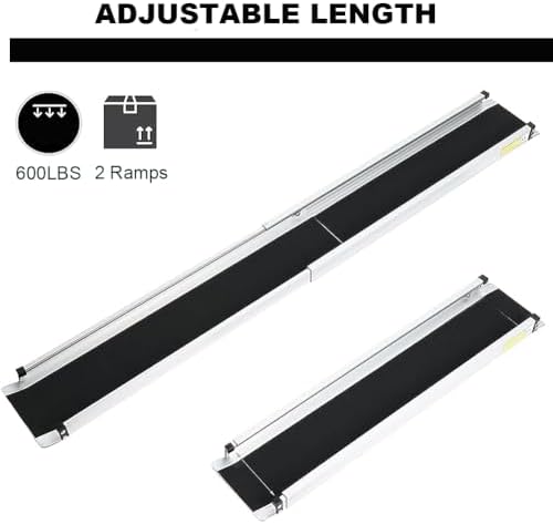 Heavy Duty Non-Slip Aluminum Telescopic Ramp (2 Pieces), Disability Wheelchair Mobility Portable Ramp, Suitable for Manual Wheelchairs, Heavy-Duty Scooters, Electric Wheelchairs,4ft