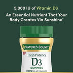 Nature’s Bounty Vitamin D 5000 IU Gummies, Vitamin D3 High Potency Immune Support & Bone Health Supplement, 5000 IU in 1 Gummy, Strawberry Flavor, 2 month Supply, 60 Vegetarian Gummies for Adults
