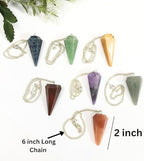 Jet International 7 Chakra Cone Pendulum Set for Reiki Healing, Dowsing, Meditation & Energy Balancing – Natural Crystal Stones with Chain – Spiritual Gift – Vastu Tool – Metaphysical Tool