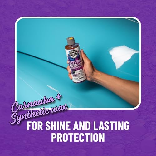 Chemical Guys Extreme Bodywash & Wax Foaming Car Wash Soap - Soap for Foam Cannons, Foam Guns, or Bucket Washes for Cars, Trucks, Motorcycles, RVs, and More, Grape Scent - 16 oz