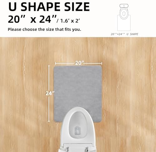 Toilet Rug, Thin Toilet Rugs U Shaped Washable Non Slip Absorbent Quick Dry Low Pile Toilet Mat, 20"x24" U Shape Light Grey