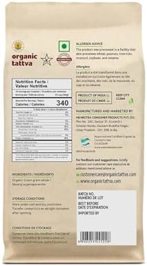 Organic Tattva Whole Mung Beans (4 lbs) - Whole Green Moong Dal Organic Lentils - Mung Bean Green Lentils Dry - High Protein Plant Based Nutrition - Gluten Free, Vegan, Kosher - USDA Certified Legumes