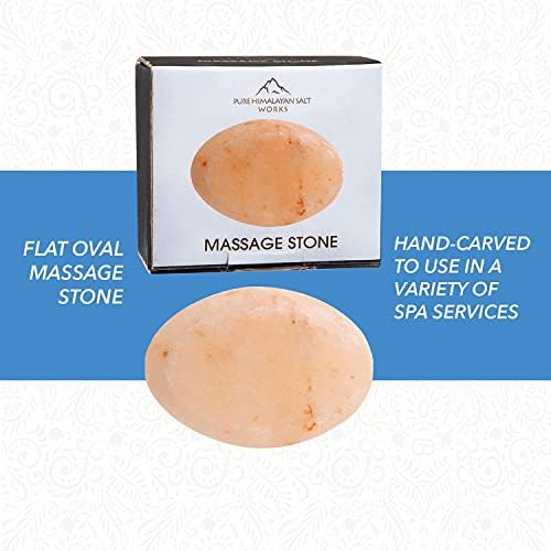 Flat Oval Massage Stone, Pink Crystal Hand-Carved Stone for Massage Therapy, Deodorant and Salt and Sugar Scrubs, 2.5” W x 3.5” L x 1” D