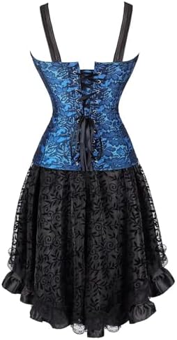 Corset Dress Bustier Lingerie Skirt Set Gothic Outfits Costume Basquesr Victorian Black Red