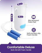 KEKOY 4INCH Sock Aid for Putting on Socks, Sock Assistant Device No Bending with Foam Handles & Long Rope, Sock Helper/Puller Aid Easy Put on for Seniors, Disabled, After Surgery Recovery(White)