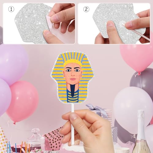 18-PCS Ancient Egypt Themed kids Happy Birthday Pyramid Cupcake Toppers Set - This is an exquisite themed birthday party, baby shower party, Egyptian theme party mummy Tutankhamen decoration - LIANGSS